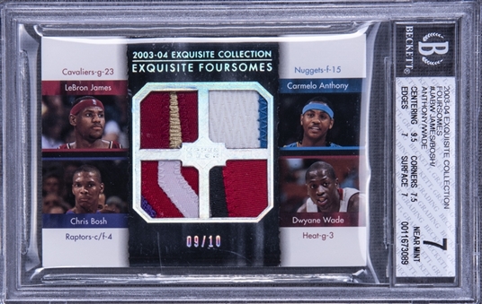 2003-04 UD "Exquisite Collection" Foursomes #JABW James/Anthony/Bosh/Wade Rookie Card (#09/10) – BGS NM 7